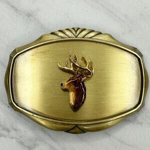 Vintage 1978 Raintree Elk Belt Buckle Brass 3D Wildlife Hunting ✨